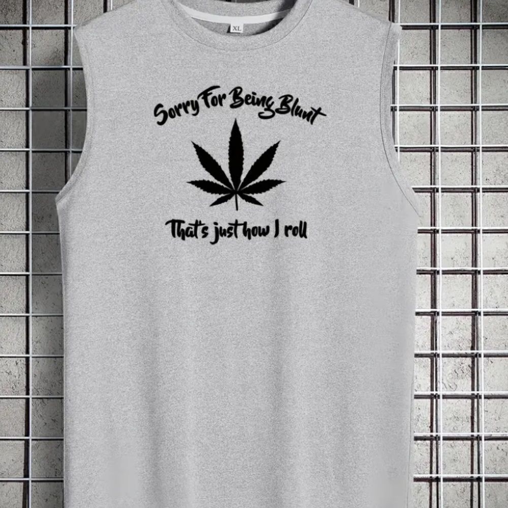 NEW! Gray Men's Pot Leaf Sleeveless Muscle Shirt Tank Top Weed Doobie Trendy